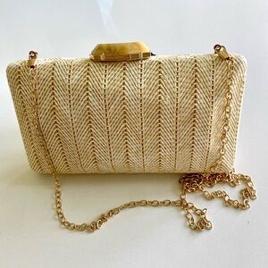 Elegant Cream Woven Clutch